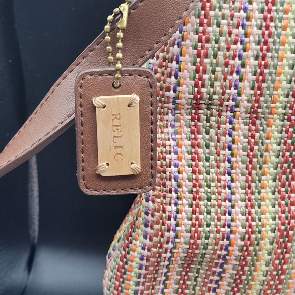 Relic Brand Boho Style Striped Shoulder Bag Purse 3 Compartment - Picture 2 of 11